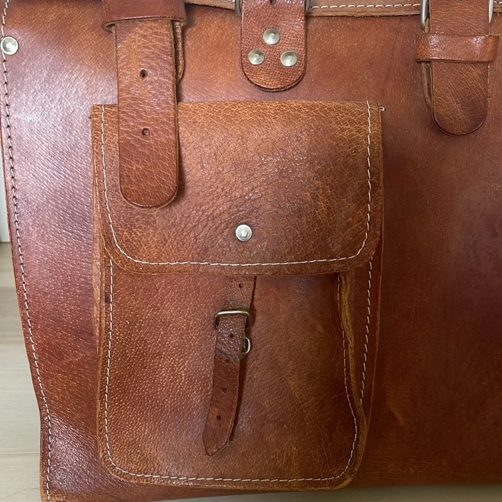 Vintage genuine Leather weekender travel bag
